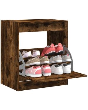 BoohooMAN Berkfield Home Shoe Cabinet Smoked Oak 60x42x69 Cm Engineered Wood - Brown