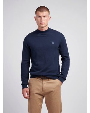 BoohooMAN U.s. Polo Assn. Combed Cotton Turtle Neck - Blue