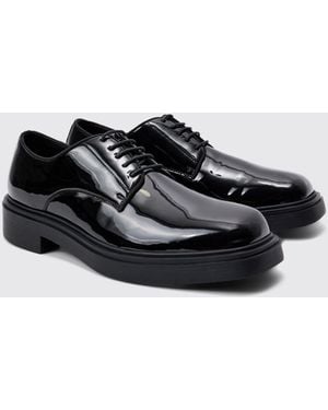 BoohooMAN Faux Leather Derby Shoes In Black