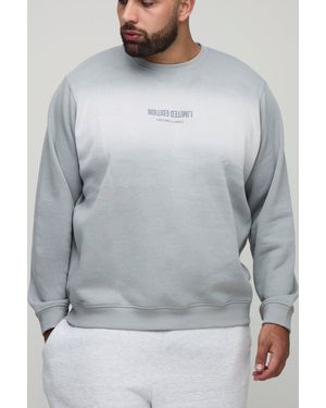 BoohooMAN Plus Limited Edition Print Spay Wash Regular Fit Jumper - Grey