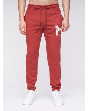 BoohooMAN Henleys Curveball Joggers - Red