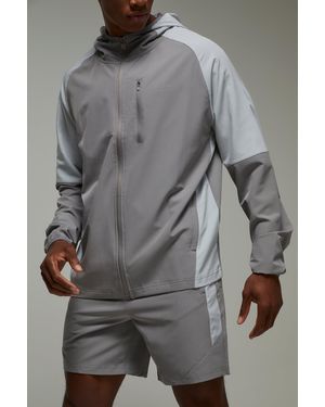 Boohoo Active Colour Block Stretch Woven Short Tracksuit - Grey