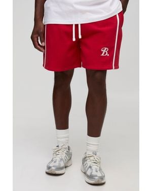 BoohooMAN Oversized Short Length B Scroll Embroidered Shorts