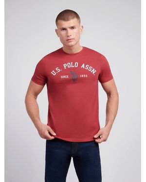 BoohooMAN U.s. Polo Assn. Signature Arch Print T-shirt - Red