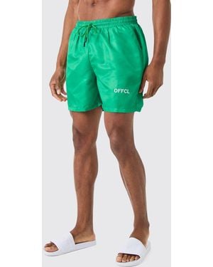 BoohooMAN Ofcl Mid Length Swim Trunks - Green