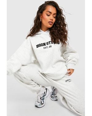 BoohooMAN Dsgn Studio Applique Hooded Tracksuit - White