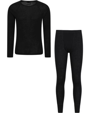 BoohooMAN Mountain Warehouse Breathable Round Neck Comfy Merino Wool Thermal Top And Trousers Set - Black