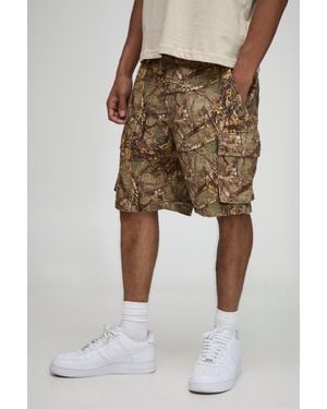 BoohooMAN Baggy Fit Forest Camo Cargo Shorts - Multicolour