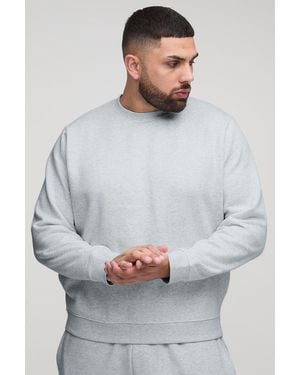 Boohoo Plus Basic Regular Fit Crew Neck Sweatshirt - Blanco