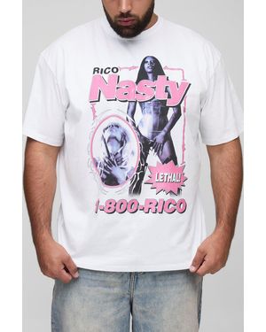 BoohooMAN Tall Oversized Rico Nasty Lethal License Graphic T-Shirt - Grey
