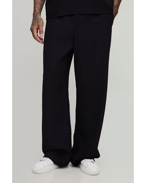 BoohooMAN Tall Pleated Wide Leg Trousers - Schwarz
