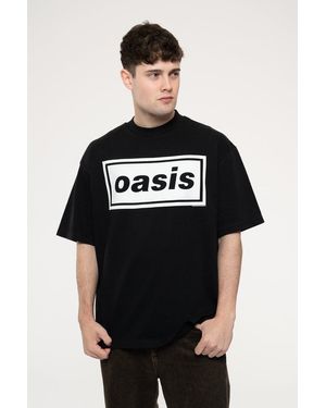 BoohooMAN Oasis Decca Band Logo Limited Edition 999 Only Oversized Boxy T Shirt - Black