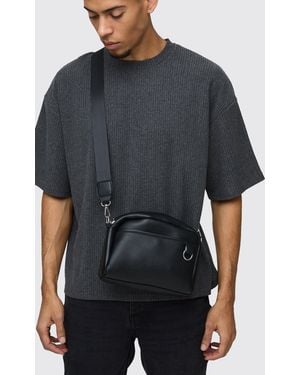 BoohooMAN Soft Faux Lather Cross Body Bag - Black