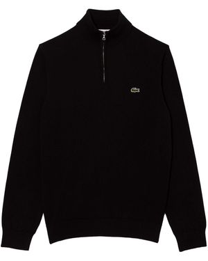 BoohooMAN Lacoste Quarter Zip Knit Jumper - Black