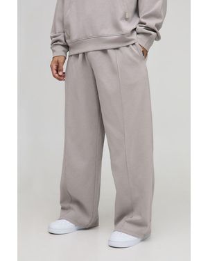 BoohooMAN Wide Leg Premium Interlock Pintuck Jogger - Grau