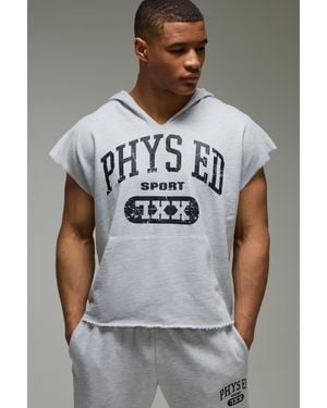 BoohooMAN Active Phys Ed Boxy Sleeveless Hoodie - Gray