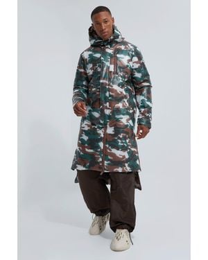 BoohooMAN Camo Transparent Longline Puffer - Multicolor