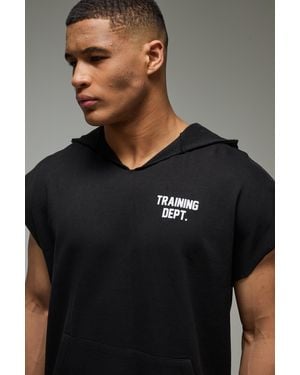 BoohooMAN Active Training Dept Oversized Sleeveless Hoodie - Black