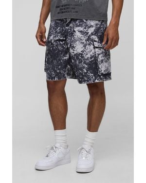 Boohoo Parachute Acid Wash Cargo Short - Grey