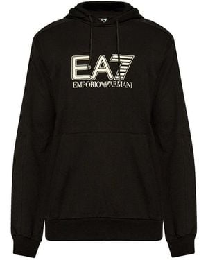 BoohooMAN Ea7 Emporio Armani Visibility Cotton Hooded Sweatshirt - Black