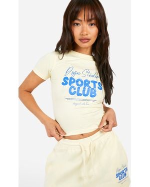 BoohooMAN Dsgn Studio Sports Club Bubble Slogan Baby T-shirt - Blue