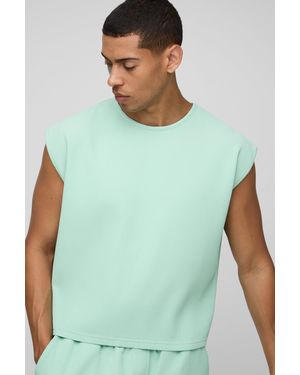 BoohooMAN Oversized Shrunken Boxy Pleated Tank - Green