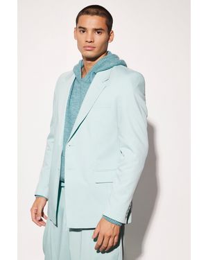 BoohooMAN Double Breasted Oversized Blazer - Blue