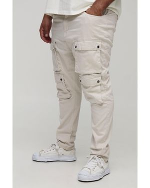 Boohoo Pantalón Plus Pitillo Cargo Con Cintura Fija - Gris