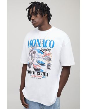 BoohooMAN Tall Oversized Monaco Racing Club T-shirt - Blue