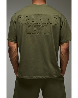 BoohooMAN Man Active Training Dept Oversized Embossed T-shirt - Green