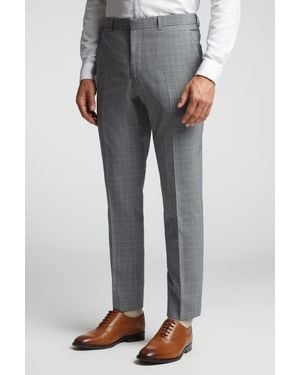 BoohooMAN Ted Baker Bredon Check Slim Trousers - Grey