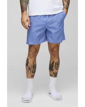 Boohoo Bañador De Largo Medio Con Estampado De Cuadros - Azul