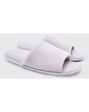 BoohooMAN Velour Open Toe Slipper - Grey