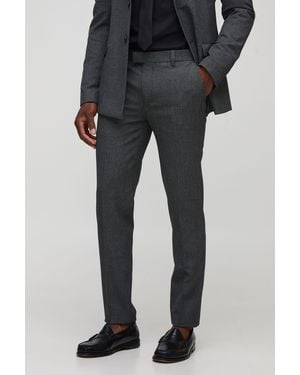 BoohooMAN Skinny Fit Prince Of Wales Flannel Trouser - Black