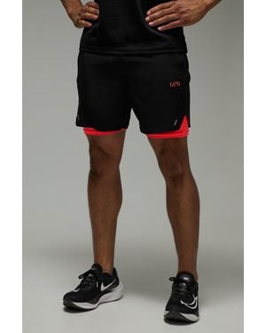 BoohooMAN Active Stretch Woven 2In1 Shorts - Black