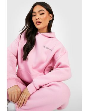 BoohooMAN Dsgn Studio Text Slogan Hooded Tracksuit - Pink