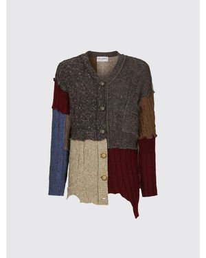 BoohooMAN Dolce & Gabbana Patchwork Knit Cardigan Irregular Hem - Multicolour