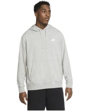 BoohooMAN Nike Preloved Club Fleece Hoodie Cz7857 - Dark Grey Heather/matte - White