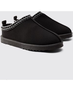 BoohooMAN Slip On Cosy Mules - Black