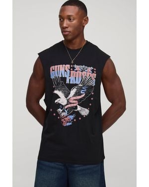 Boohoo Black Regular Fit Guns N' Roses License Tank - Negro