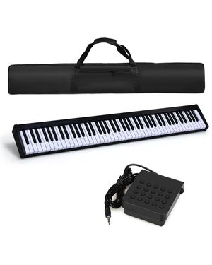 BoohooMAN Costway 88-key Digital Piano Full-size Semi Weighted Electronic Keyboard With Tote Bag - Black