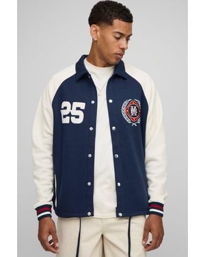 BoohooMAN Oversized Ofcl Jersey Coach Jacket - Blue