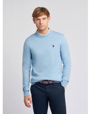 BoohooMAN U.s. Polo Assn. Lightweight Crew Neck Jumper - Blue