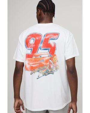 BoohooMAN Oversized Disney Cars License T-Shirt - White