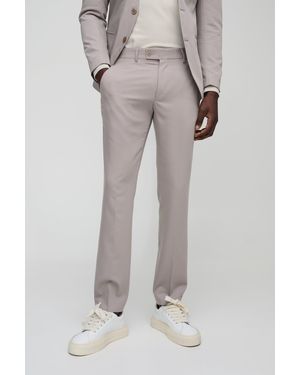BoohooMAN Skinny Crop Suit Trousers - Natural