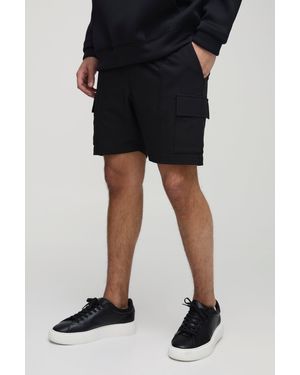Technic Elasticated Waist Slim Technical Stretch Pintuck Cargo Shorts - Black