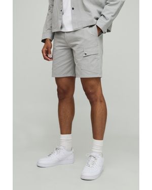 BoohooMAN Lockere Canvas Cargo-Shorts - Grau