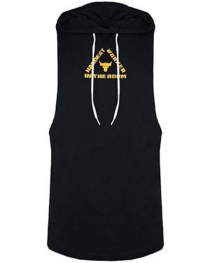BoohooMAN Under Armour Project Rock Black Sleeveless Hoodie