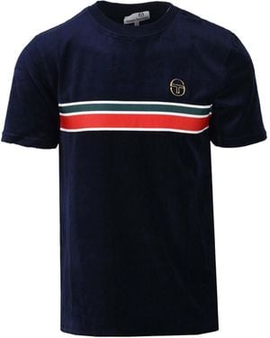 BoohooMAN Sergio Tacchini Ayme Velour T-shirt Maritime - Blue