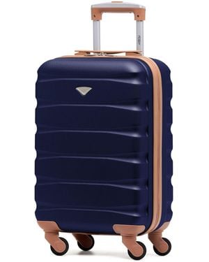 BoohooMAN Flight Knight 55x35x20cm Cabin Carry Bag Hard Shell Suitcase 100+ Airline Approved - Blue